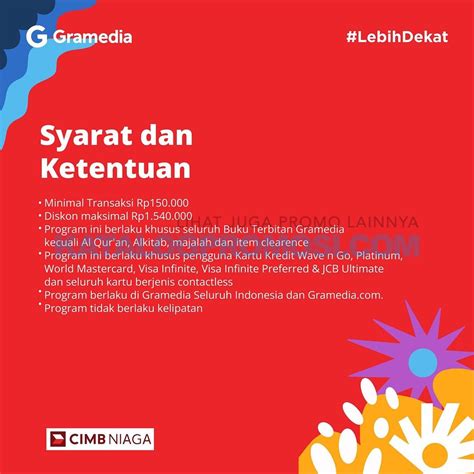 Promo Khusus Pengguna CIMB Niaga Belanja Buku Terbitan Gramedia Diskon