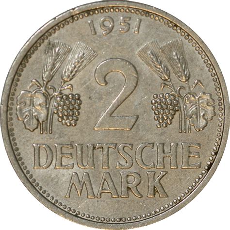 1951 F German Federal Republic 2 Mark Grade Xf Good Ole Toms