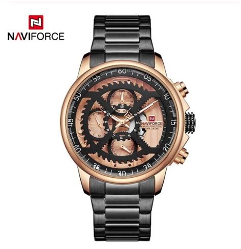 Naviforce Nf Noir Bronze Montre Quartz Analogique En Acier