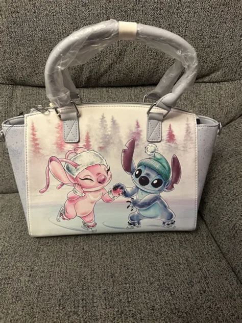 LOUNGEFLY DISNEY LILO Stitch Angel Stitch Ice Skating Satchel Bag