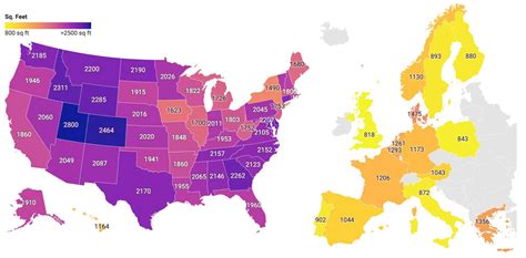 Average Home Size In Us States Vs Western European Countries