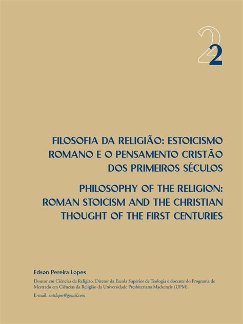 Pdf Estoicismo Romano E O Pensamento Cristão Dos Primeiros Séculos