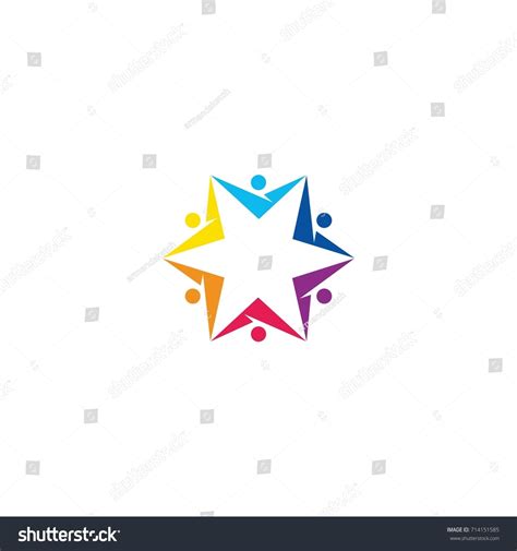 Colorful Teamwork People Connection Logo Stock Vector Royalty Free