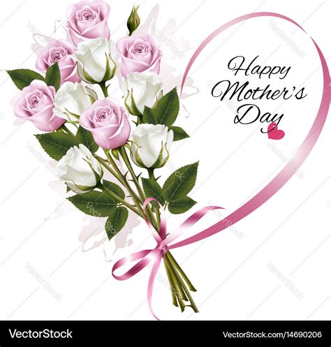 Happy mothers day note with colorful roses Vector Image