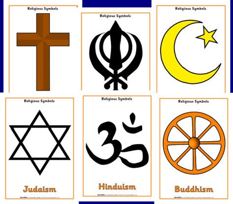 6 main religion symbols - Clip Art Library