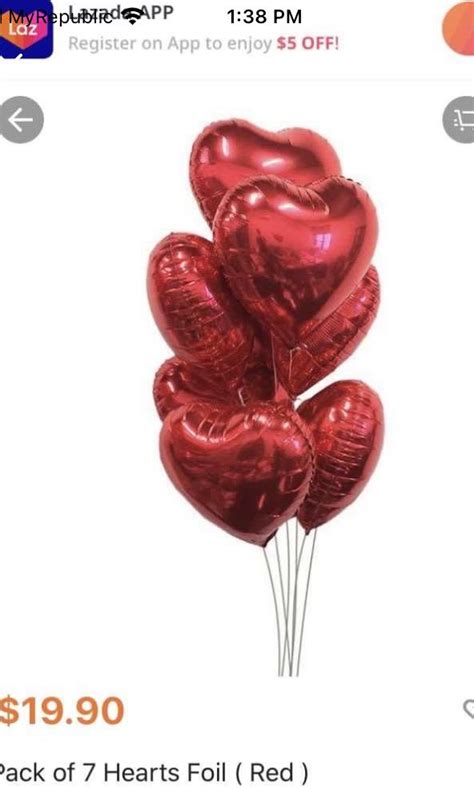 Red Foil Heart Shape Balloons Hobbies And Toys Stationery And Craft