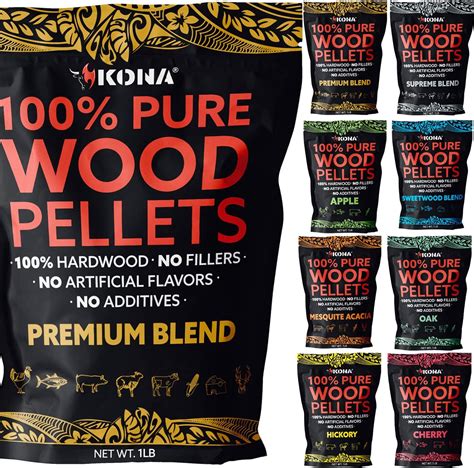 Kona Smoker Grilling Pellet Sets 8X 1 Pound Variety Pack 8 Pounds