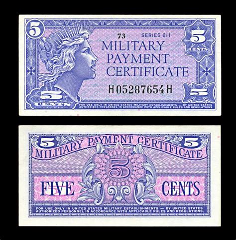 USA Military Payment Certificate 5 Cents Series 611