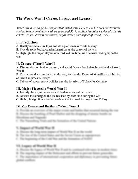 Solution The World War Ii Causes Impact And Legacy Studypool