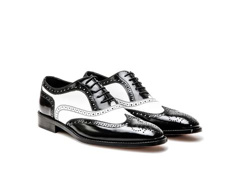 Handmade leather Black and white dress shoes for men classic ...