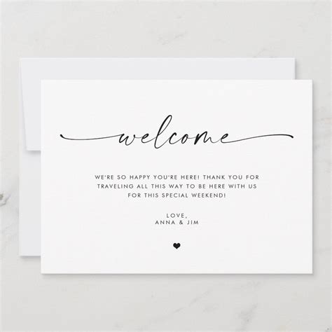 Minimalist Wedding Welcome Bag Insert Card Zazzle In Welcome