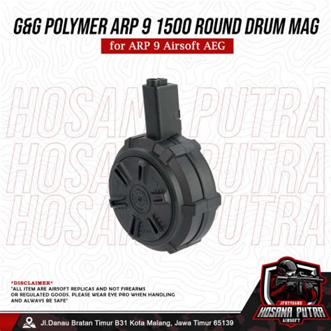 Jual Gandg Polymer Arp 9 1500 Round Drum Magazine For Arp 9 Airsoft Aeg