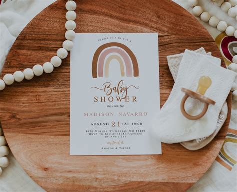 Editable Rainbow Baby Shower Invitation Bohemian Baby Shower Etsy