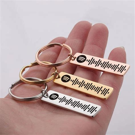 Custom Spotify Code Scan Music Keychain Gold Rose Gold Silver Etsy