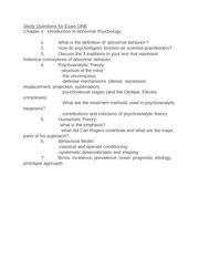 Psyc 407 Exam 1 And 2 Study Guide Study Questions For Exam ONE