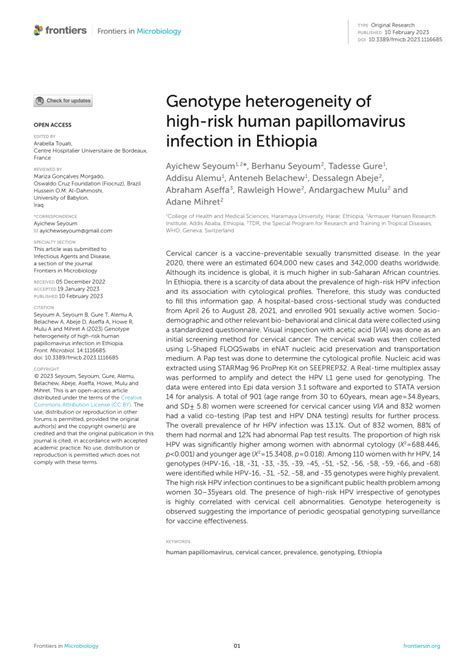 Pdf Genotype Heterogeneity Of High Risk Human Papillomavirus