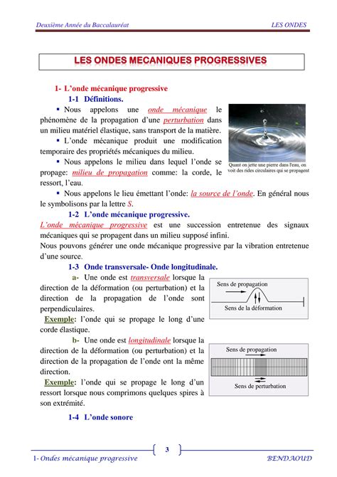 SOLUTION Cours Les Ondes Mecaniques Progressives 2bac Biof Svt 1