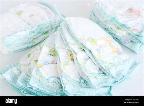 Stack Of Diapers Isolated On White Background Stock Photo Alamy