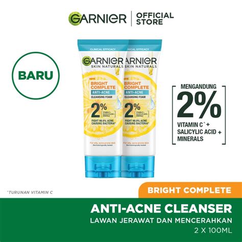 Jual Garnier Bright Complete 3 In 1 Anti Acne Facial Wash 90 Ml Twin