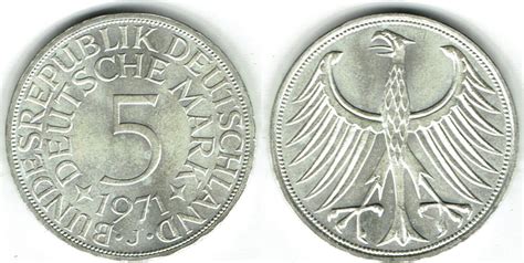 BRD Bundesrepublik Deutschland 5 DM Silberadler 1971 J Erhaltung