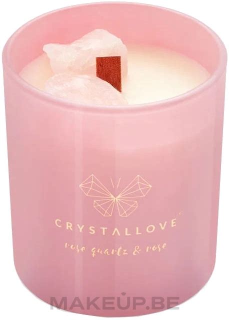 Crystallove Soy Candle With Rose Quartz And Rose Bougie En Cire De