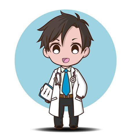 Personaje de dibujos animados lindo estilo médico Vector Premium