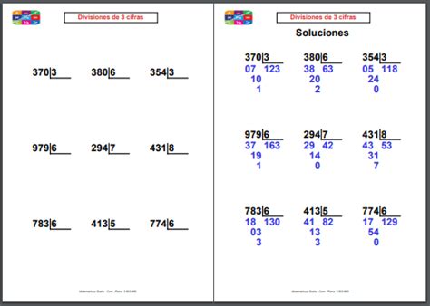 Divisiones De 3 Cifras Matemáticas Gratis