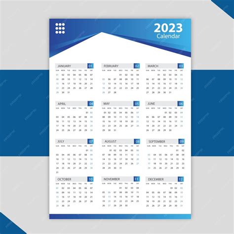 Premium Vector Blue Calendar 2023 Template