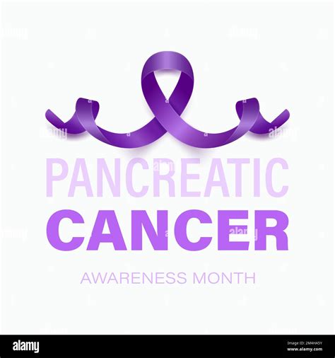 Pancreatic Cancer Banner Card Placard With Vector 3d Realistic Purple