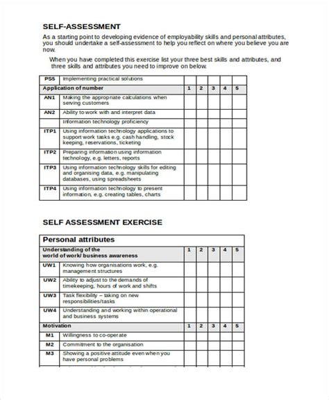 Self Assessment 46 Examples Word Docs Pages Pdf