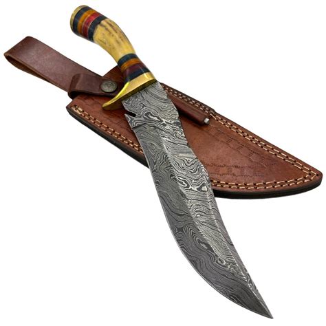 12 Inch Damascus Steel Custom Handmade Hunting Bowie Knife S