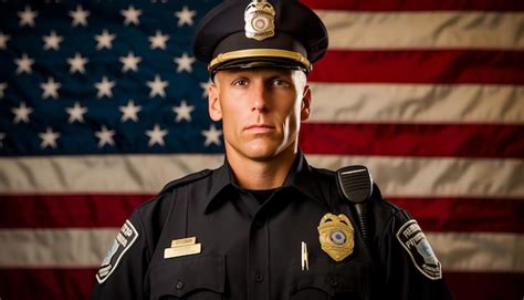 Premium Ai Image Proud Police Officer By American Flag