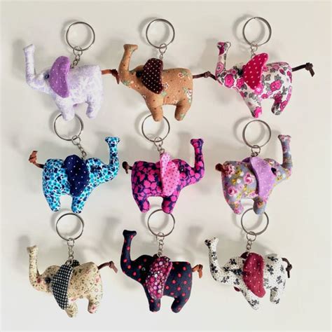 Elephant Keyring Handmade Cute Elephant Keyring Vintage Etsy