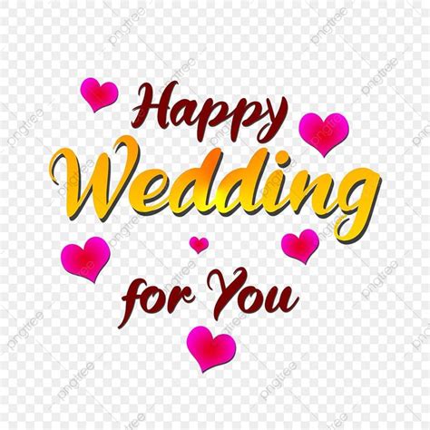 Happy Wedding Card With Hearts On Transparent Background