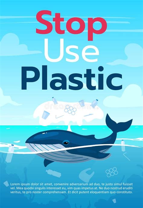 Stop Plastic Pollution Banner Template Stock Vector Illustration Of