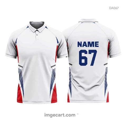 Cricket Jersey Design White With Blue And Red Imgecart