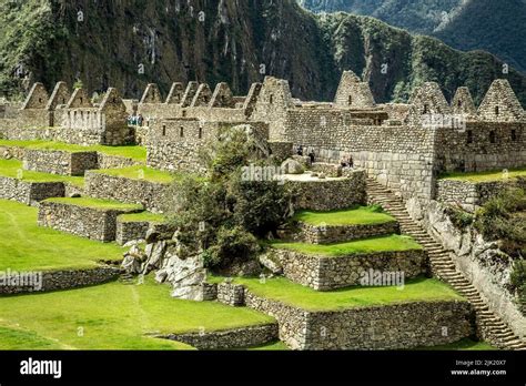 Stone Buildings Machu Picchu Inca Ruins Near Aguas Calientes Aka