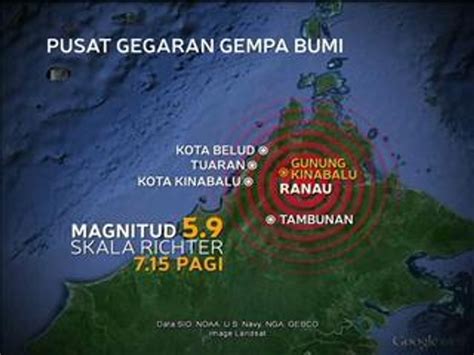 Gempa Bumi Magnitud 5 9 Skala Richter Gegar Ranau Sabah Video Dailymotion