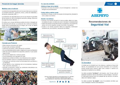 Tríptico de recomendaciones de seguridad vial Portal Prevención