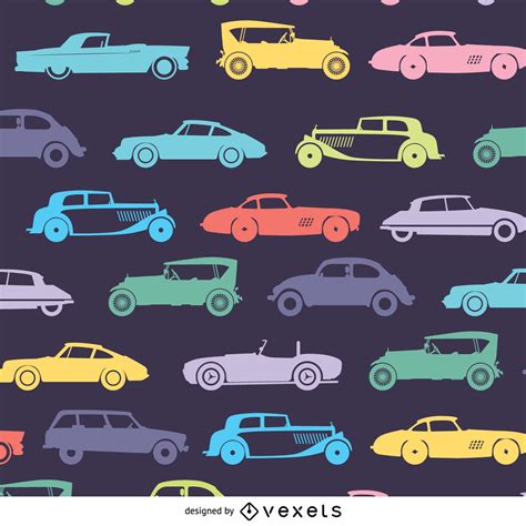 Retro Car Pattern In Dark Tones Vector Download