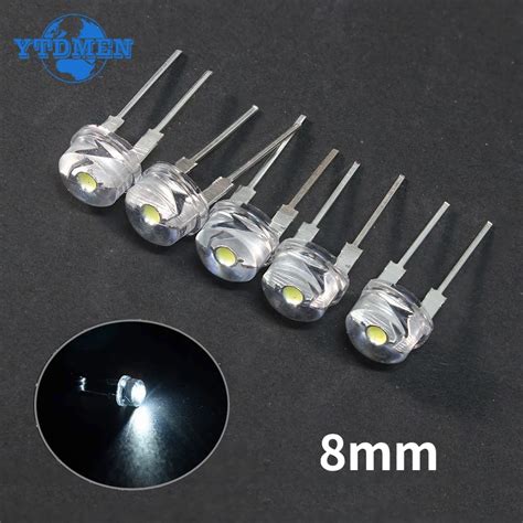 10PCS F8 LED Diode 8mm Straw Hat LEDs Clear Ultra Bright 0 3W 0 5W 0