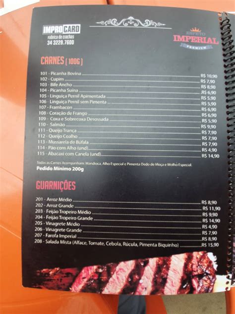 Menu em Espeto Imperial pub Bar Uberlândia