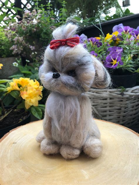 The Shih Tzu Felt Dog Figure Etsy