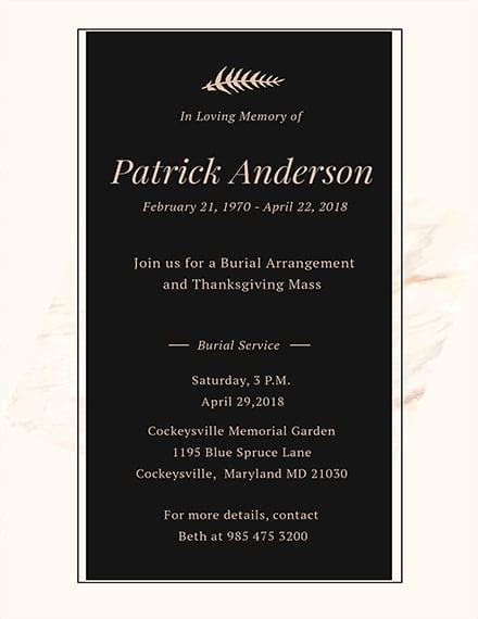 13 Funeral Invitation Card Templates