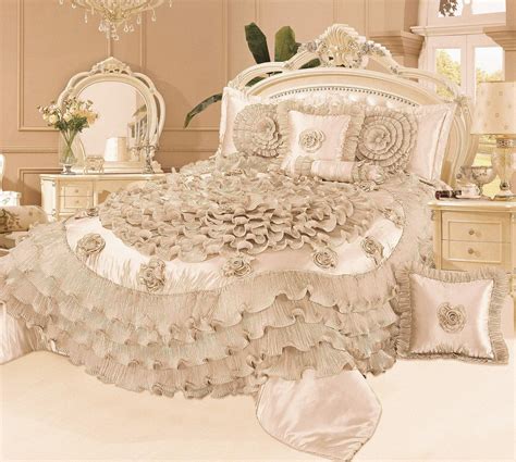 King 6 Piece Faux Sateen Royal Wedding Chamber In Cream Comforter Set