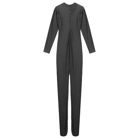 Women S Shiny Glossy Catsuit Bodysuit Pantyhose Jumpsuit Footed Lingerie Zipper EBay