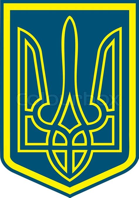 Ukrainian National Symbol Trident Symbolizes Preying Falcon Vector