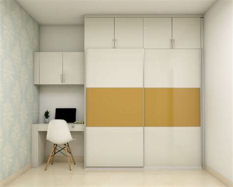 Sliding Door Spacious Modern Wardrobe Design With Study Livspace