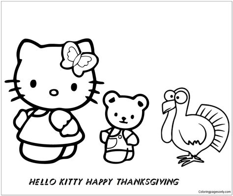 Thanksgiving Coloring Pages Hello Kitty / Free Thanksgiving Coloring ...