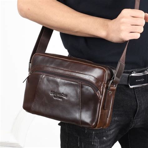 Meigardass Genuine Leather Shoulder Bags For Men Crossbody Messenger